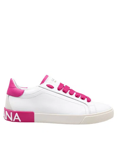 Dolce & Gabbana Portofino Vintage Calfskin Sneakers In Multicolor