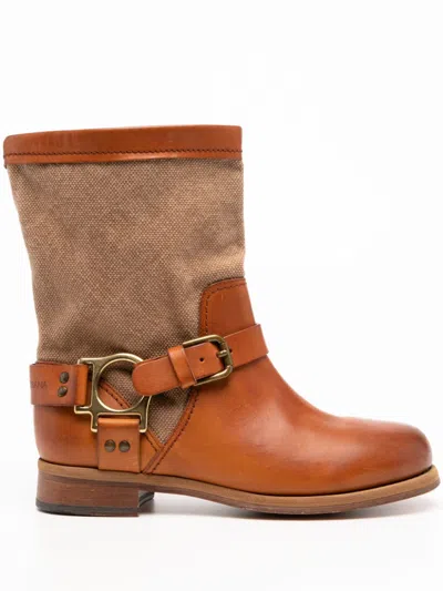 Dolce & Gabbana Panelled Boots In Neutrals