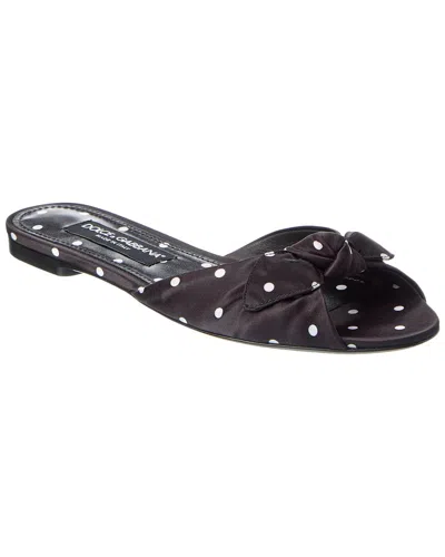 Dolce & Gabbana Polka-dot Printed Satin Sandal In Black