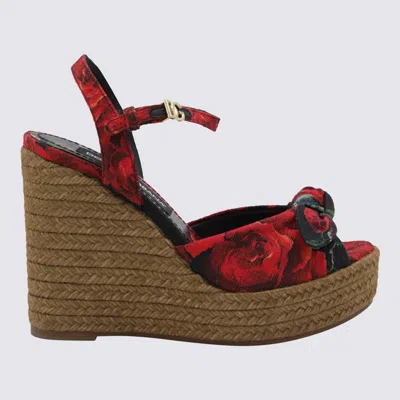 Dolce & Gabbana Red Cotton Espadrillas In Rosa Rossa F. Nero