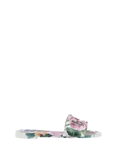 Dolce & Gabbana Women Sandals With Flowers In Multi