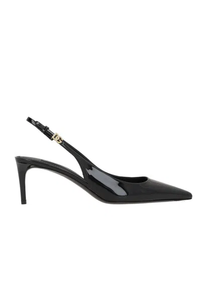 Dolce & Gabbana 60mm Patent Leather Slingback Heels In Black