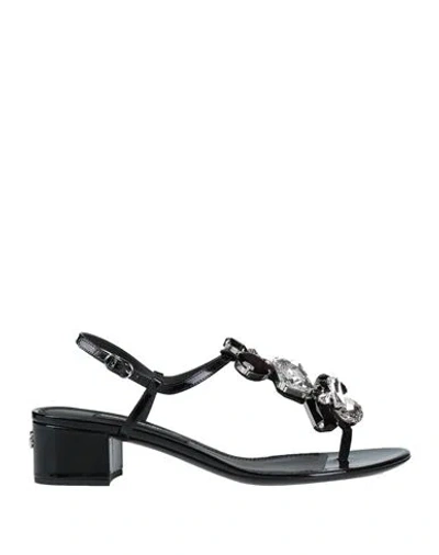 Dolce & Gabbana Woman Thong Sandal Black Size 7 Soft Leather