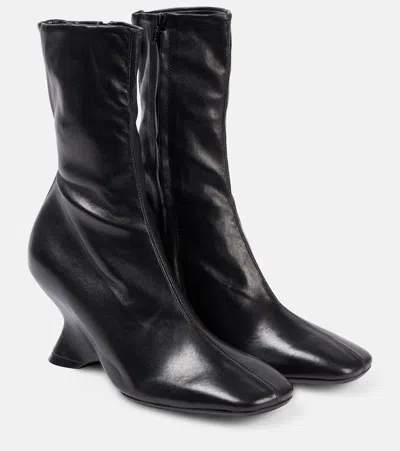 Dries Van Noten Glove Stretch Leather Wedge Boots In Brown