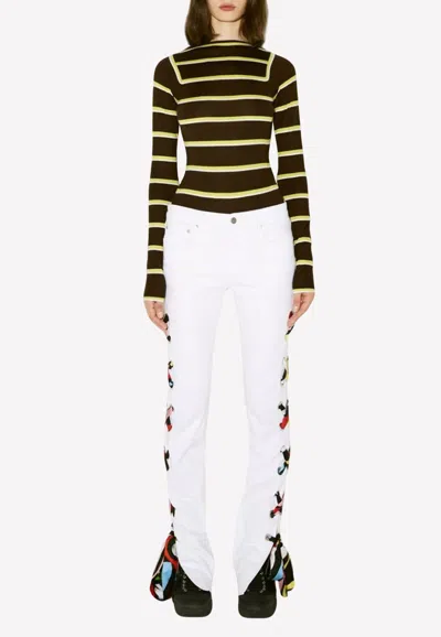Emilio Pucci Flared Jeans With Silk-twill Ties In White