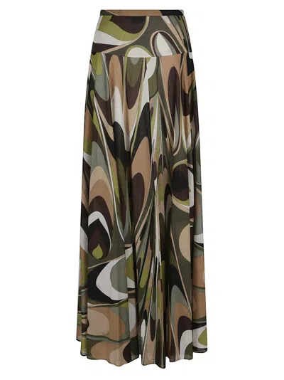 Emilio Pucci Maxi Skirt In Earthy Abstract Pattern