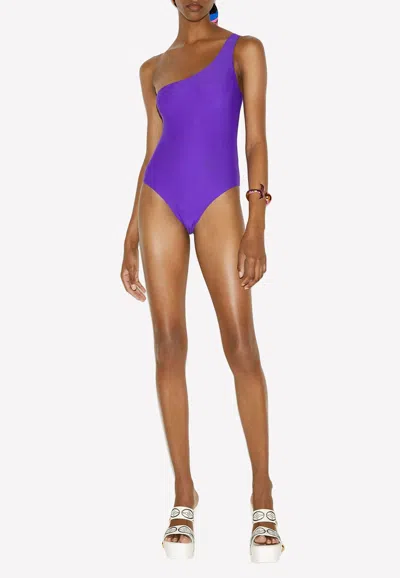 Emilio Pucci One-shoulder One-piece Swimsuit In Viola