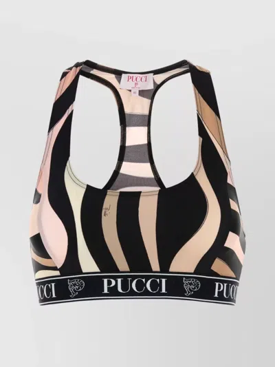 Emilio Pucci Stretch Nylon Crop-top Racerback Design