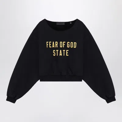 Essentials Fear Of God  Black Cropped Sweatshirt With Logo