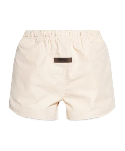 Essentials Fear Of God  Logo Patch Drawstring Waist Shorts In White