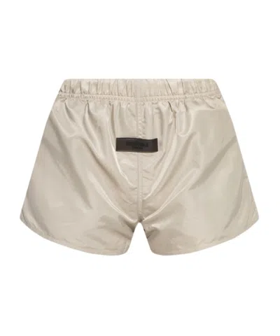 Essentials Fear Of God  Logo Patch Shorts In Nude