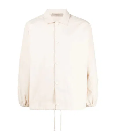 Essentials Graphic-print Buttoned Shirt Jacket In White
