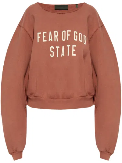 Essentials Logo-print Cotton-fleece Sweatshirt In Pink