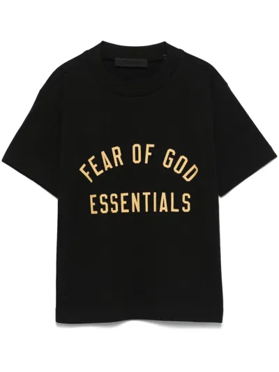 Essentials Womens Logo-print Crewneck Stretch-jersey T-shirt Black Xxs