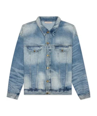 Essentials Stonewashed Trucker Denim Jacket In Blue