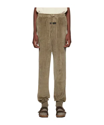 Essentials Velvet-effect Track Pants In Brown