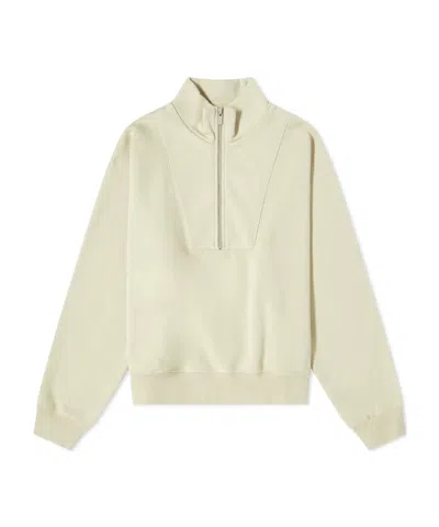 Essentials Zip-front Funnel Neck Jumper In Nude