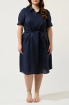ESTELLE ESTELLE ESTHER TIE WAIST SHIRTDRESS