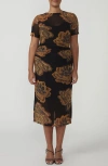 Estelle Glow Horizon Midi Dress In Brown Print