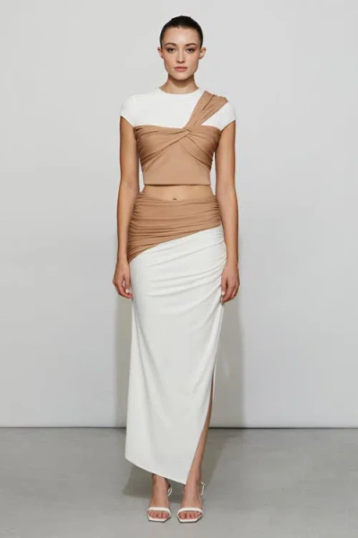 Et Ochs Grayson Skirt In Camel/ivory