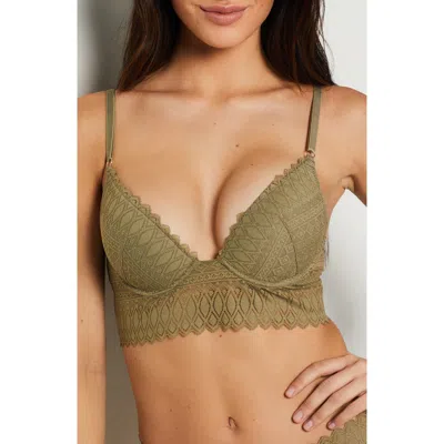 Etam Gravure Lace Underwire Bra In Khaki Olive