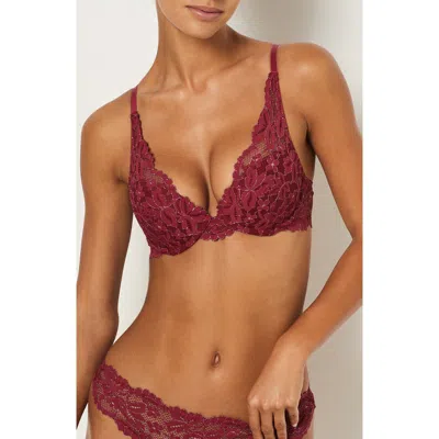 Etam Legen 3 Lace Underwire Bra In Burgundy/copper