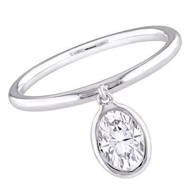 Eternally Yours 1ct Dew Created Moissanite Drop Pendant Ring Sterling Silver In White