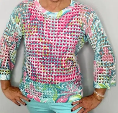 Ethyl Popover Woven Top In Pink Multi