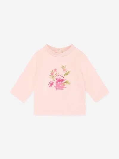 Etro Baby Girls Long Sleeve Logo T-shirt In Pink