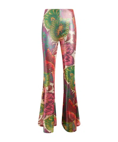 Etro Flared Trousers With Multicoloured Floral Print