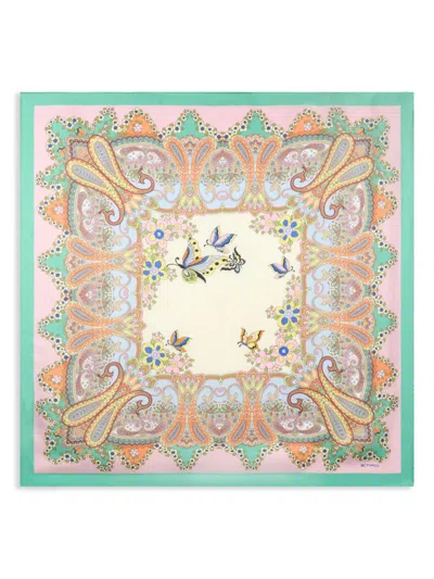 Etro Floral-print Silk Foulard In Nude
