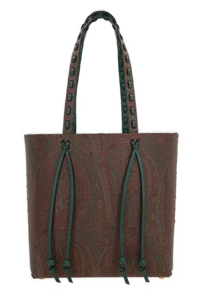 Etro Paisley Printed Tote Bag In Brown