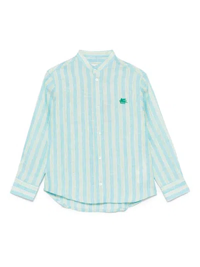 Etro Kids' Striped Shirt In Light Blue