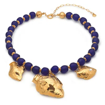 Eva Remenyi Vacation Deep Blue Necklace In Gold