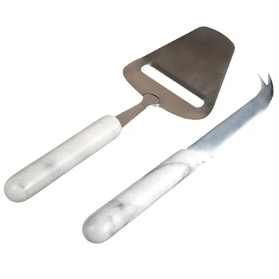 Evco International 33132 3 X 8.75 In. Genuine Marble Stone Serving Set, White - 2 Piece In Multi