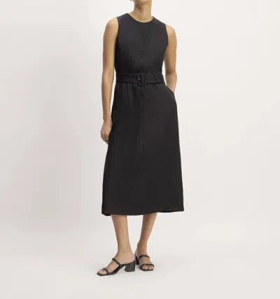 Everlane Linen Belted Midi Dress In Black