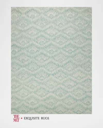 Exquisite Rugs X The Met Bargello Hand-tufted Turquoise Rug, 6' X 9'