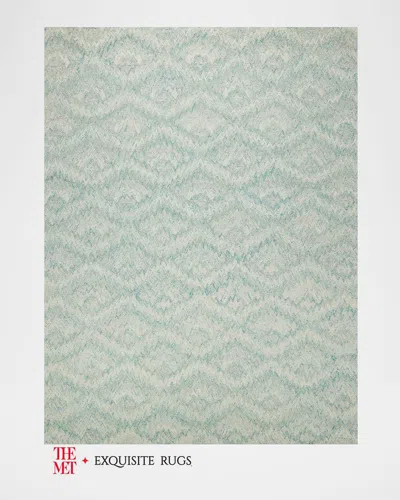 Exquisite Rugs X The Met Bargello Hand-tufted Turquoise Rug, 9' X 12'