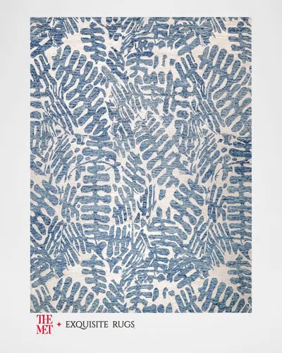 Exquisite Rugs X The Met Botanica Hand-tufted Blue/ivory Rug, 9' X 12'