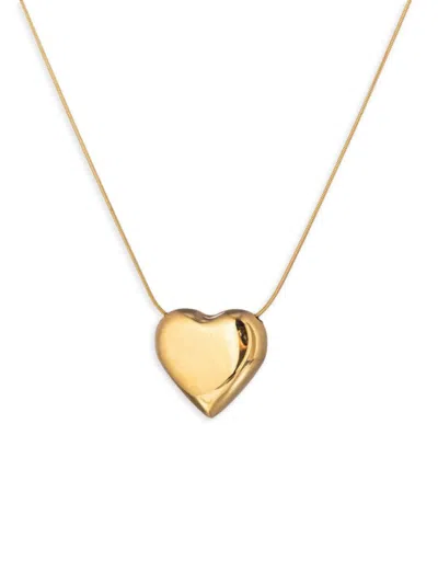 Eye Candy Los Angeles Women's Golden Super Heart Goldtone Titanium Pendant Necklace In Yellow Goldplated