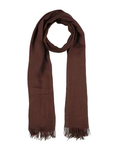 Fabiana Filippi Woman Scarf Brown Size - Linen, Silk In Burgundy