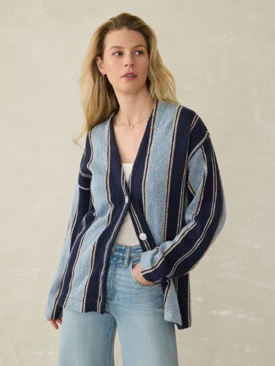 Faherty Dockside Cardigan In Tide Line Stripe