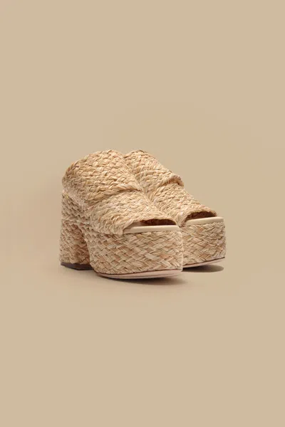 Farm Rio Active Natural Braided Raffia Platform Sandal