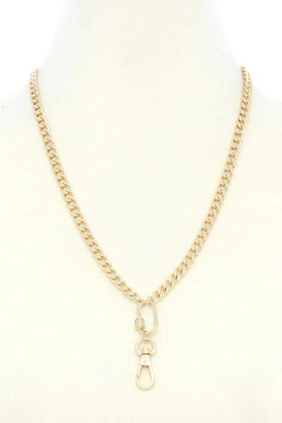 Fashnzfab Women's Oval Charm Curb Link Metal Necklace In Gold