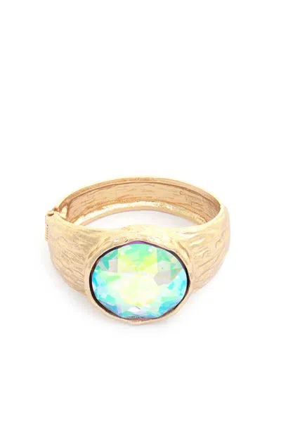 Fashnzfab Women's Oval Crystal Metal Cuff Bracelet In Multi