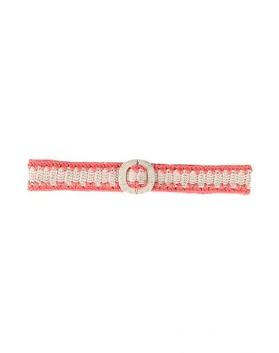 Fedeli Woman Belt Coral Size M Cotton, Silk In Red