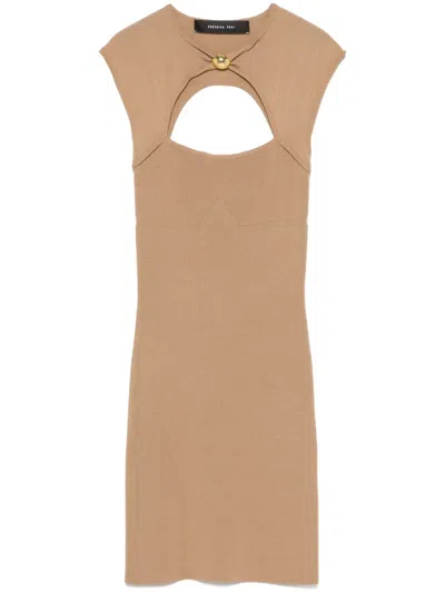 Federica Tosi Short Dress With Cut-out In Brown