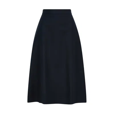 Femponiq Women's Semi Flared Cotton Skirt - Navy In Blue