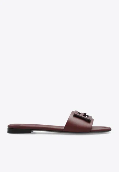 Fendi Baguette Leather Flat Sandals In Red