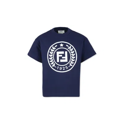 FENDI BLUE SWEATSHIRT FOR BOY WITH LOGO